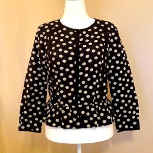 Peplum Style Jacket - Black and White Polka Dots from Anthropologie Size 12/14